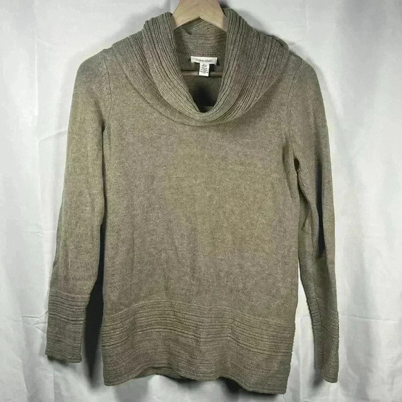 Calvin Klein Collection Tops - Calvin Klein turtleneck sweater womens small cotton blend brown long sleeve